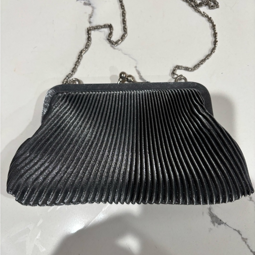 Elegant vintage Valerie Steven’s grey Pleated Clutch Bag